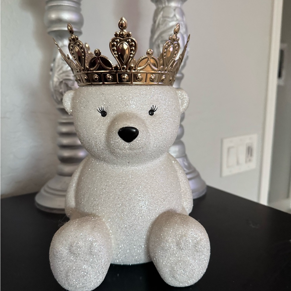 Elegant Cream Teddy Bear with Gold Crown